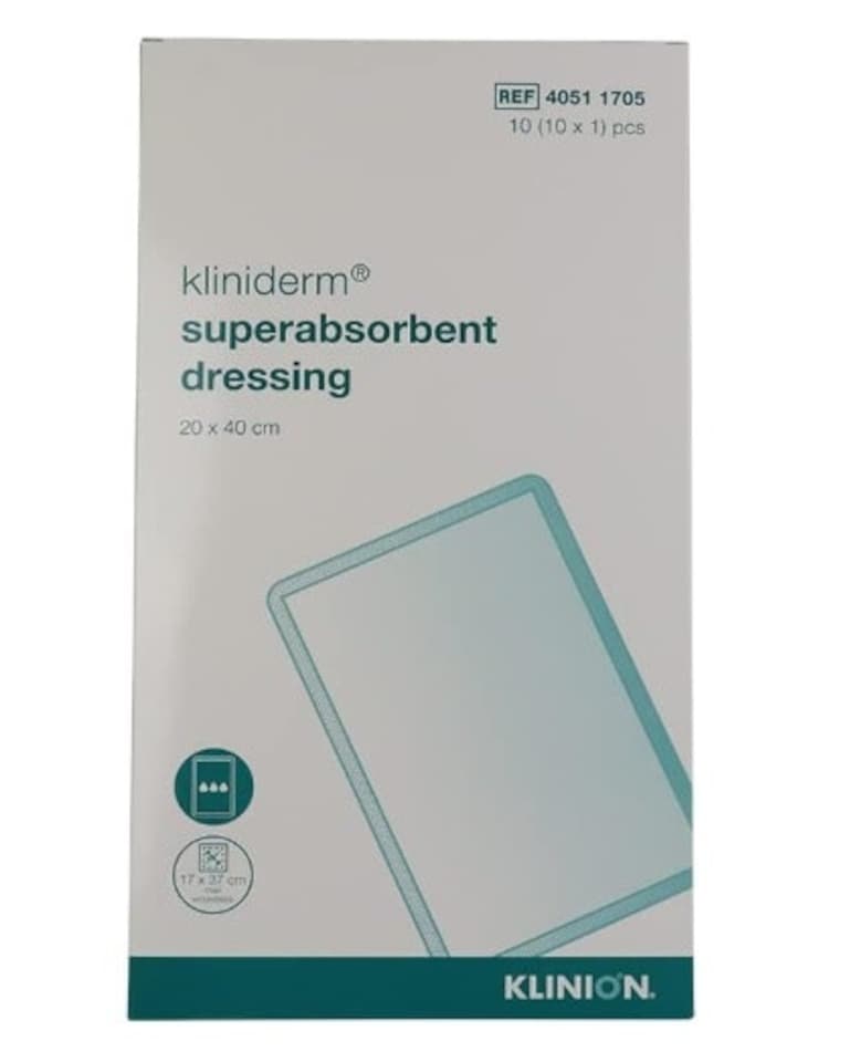 image 1 of Kliniderm Superabsorbent Dressing 20cm x 40cm Pack of 10