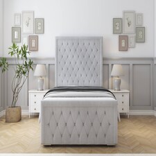 Sloomy Monroe Silver Naples Bed Frame With Mattress With 50" Upholstered Headboard 3' Single