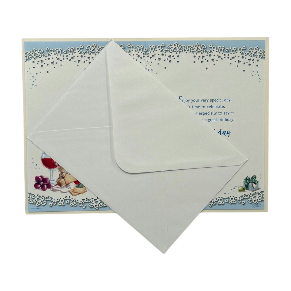 image 1 of To My Husband Mouse Munching Cheese Design Birthday Card