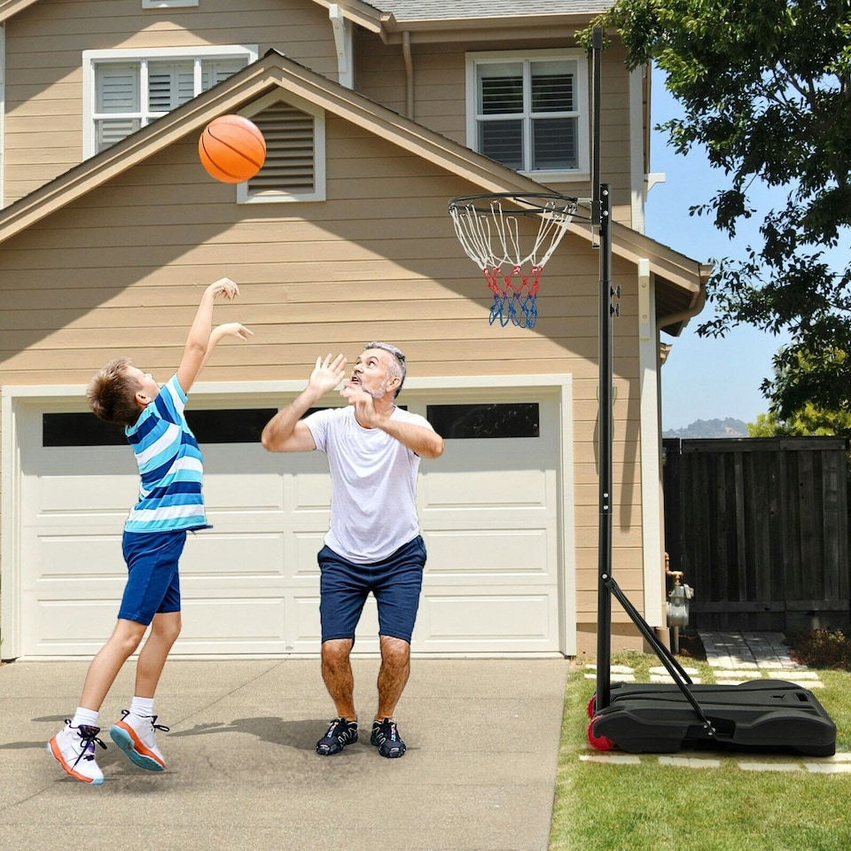 image 1 of COSTWAY Portable Basketball Hoop Backboard Basketball Black | Standard