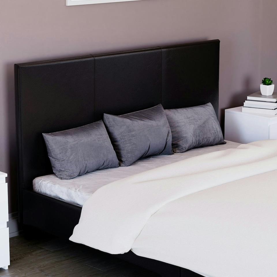 image 1 of Vida Designs Lisbon 4ft Small Double Bed Faux Leather, Black, 120 x 190cm