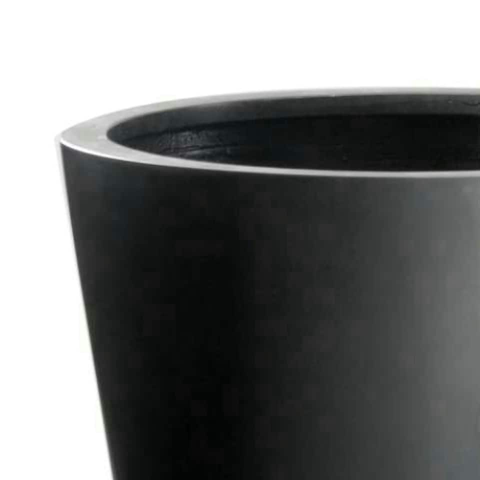 image 1 of Primrose Black Polystone Patio Garden Outdoor Round Planter 70cm