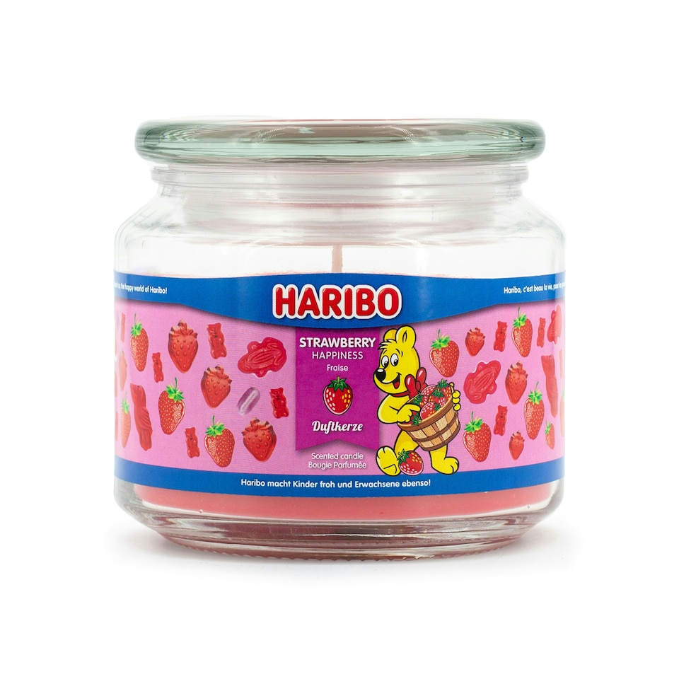 Haribo Scented Candle Strawberry Happiness - 300g Pink