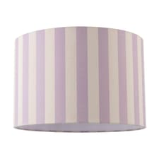 Lavender Lilac and Oatmeal Linen Striped Lamp Shade with Fabric Inner Purple
