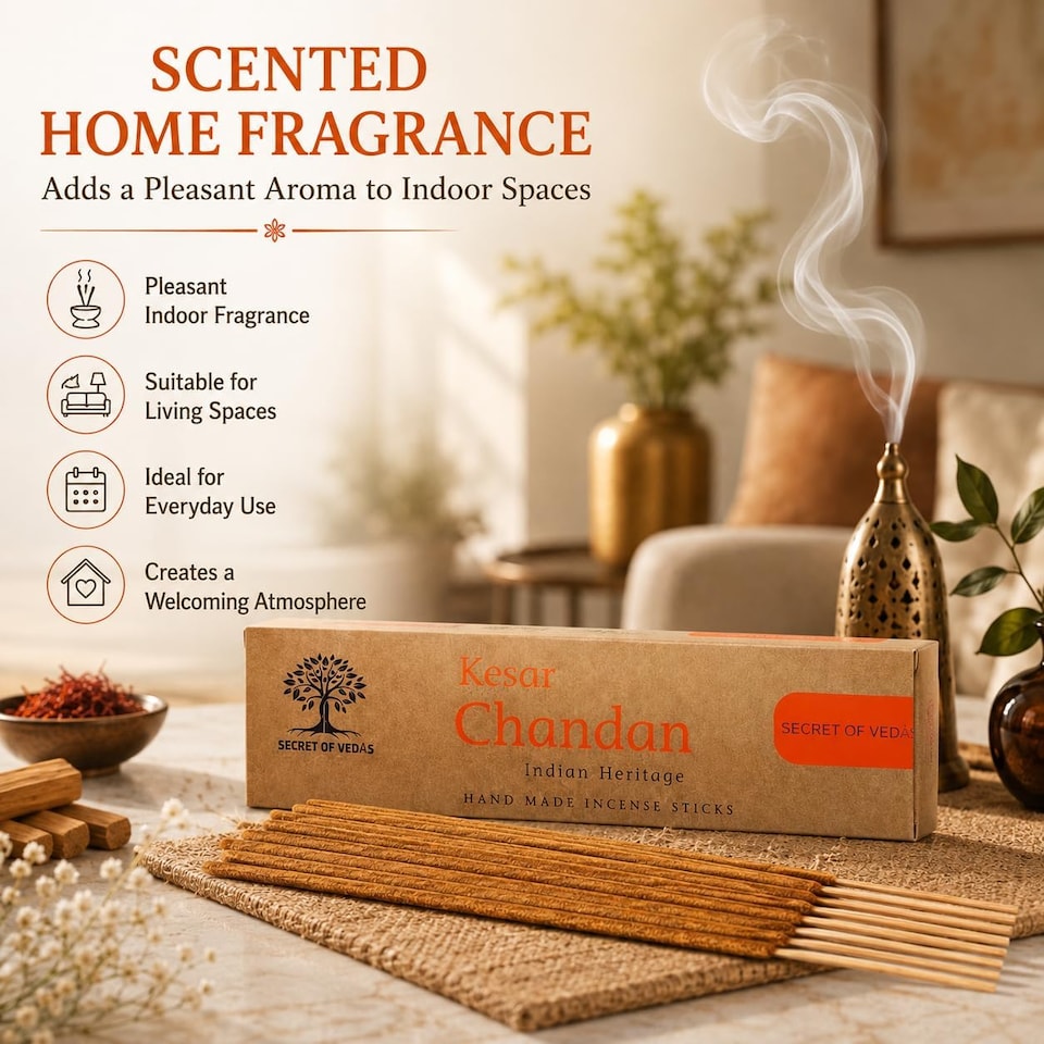 image 1 of Kesar Chandan Incense Sticks 20g Pack of 1 – Scented Home Fragrance Agarbatti
