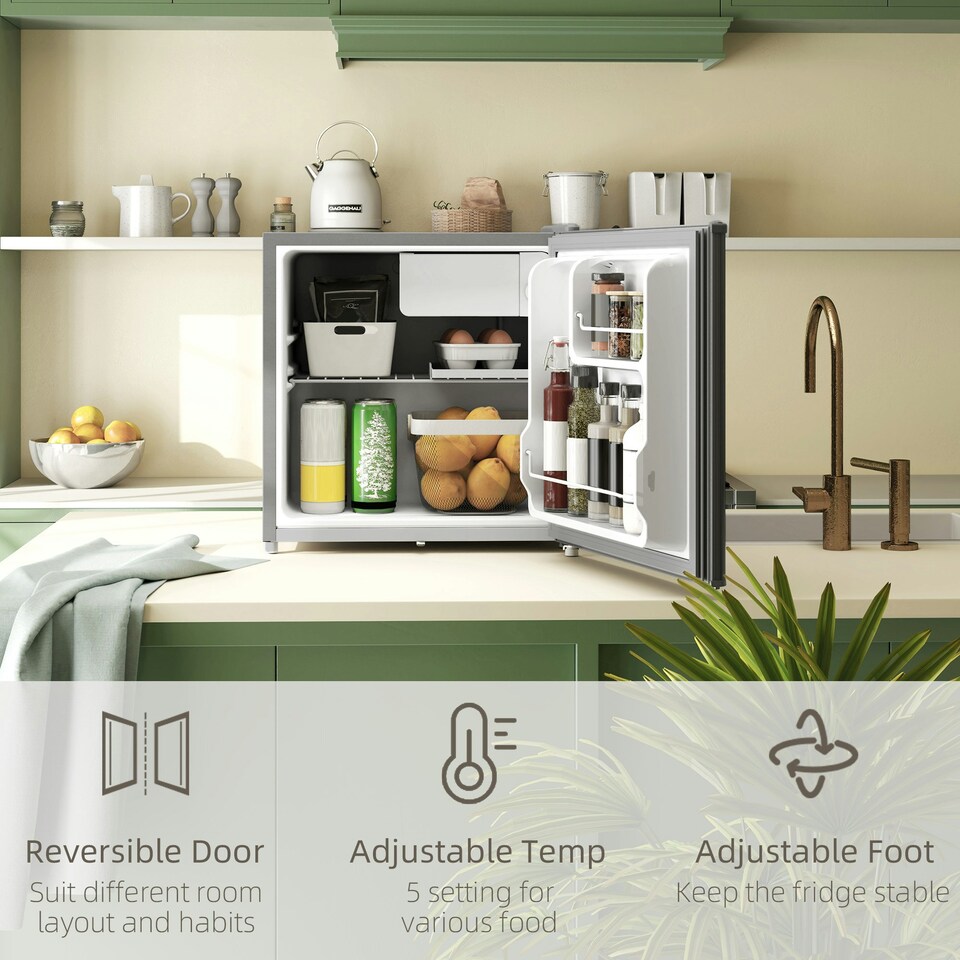 image 1 of HOMCOM 46L Counter Top Fridge Mini Fridge with Lock Chiller Box Grey