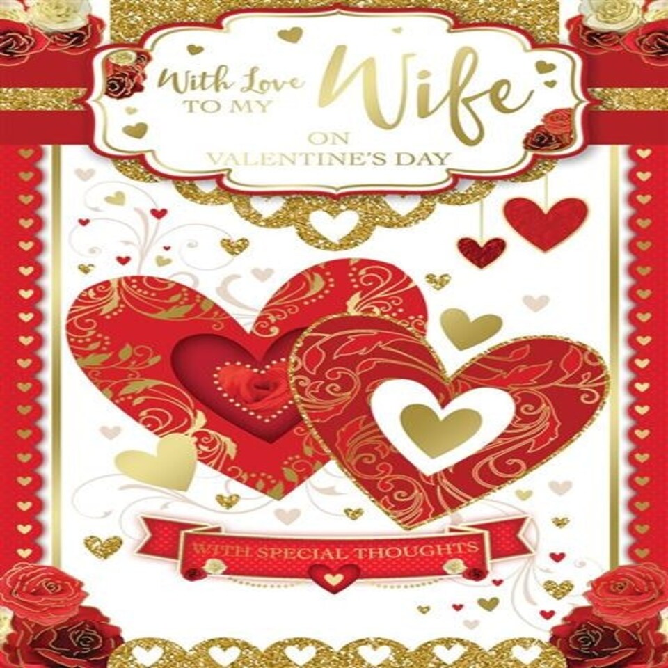 image 1 of Love To My Wife Hearts Foil Finished Valentine's Day Card