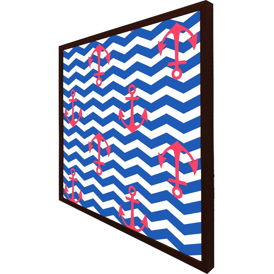 image 1 of Anchors on zig zag stripes (Picture Frame) Brown | L