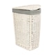 image 3 of Small Corner White Wash Laundry Hamper Wih Grey Sage Lining | Grey | Grey