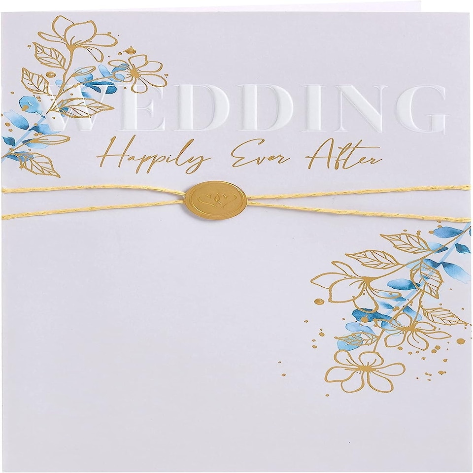 image 1 of Gold Floral Design Wedding Congratulations Card