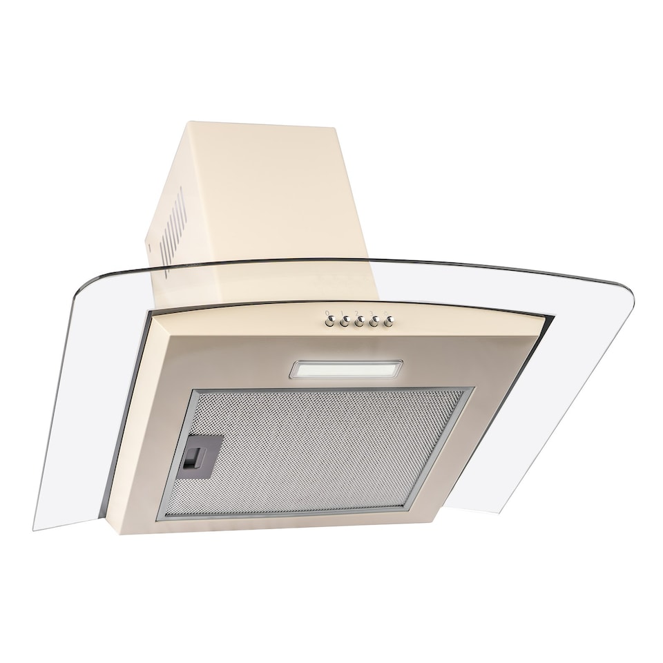 image 1 of SIA CGH60CR 60cm Cream Curved Glass Chimney Cooker Hood Kitchen Extractor Fan