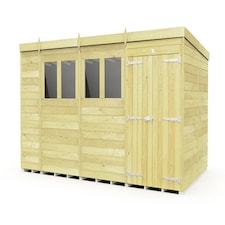14 x 8 Feet Pent Shed - Double Door With Windows - Wood - L231 x W417 x H201 cm Brown