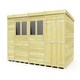 image 1 of 14 x 8 Feet Pent Shed - Double Door With Windows - Wood - L231 x W417 x H201 cm Brown
