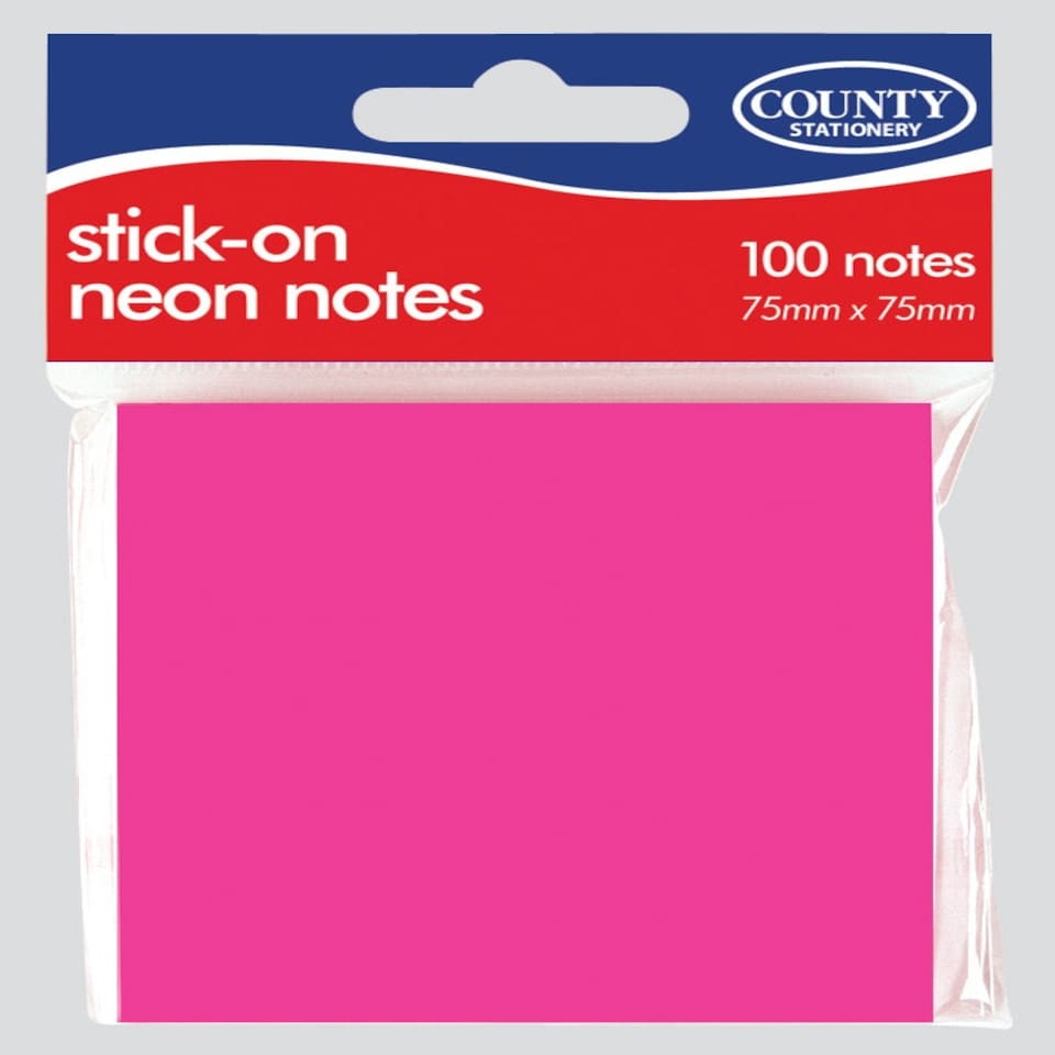 image 1 of Pack of 100 Neon Assorted Colours Stick on Notes - 76mm x 76mm