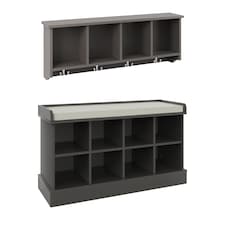 Kempton Shoe Bench & Wall Rack | Grey | Grey