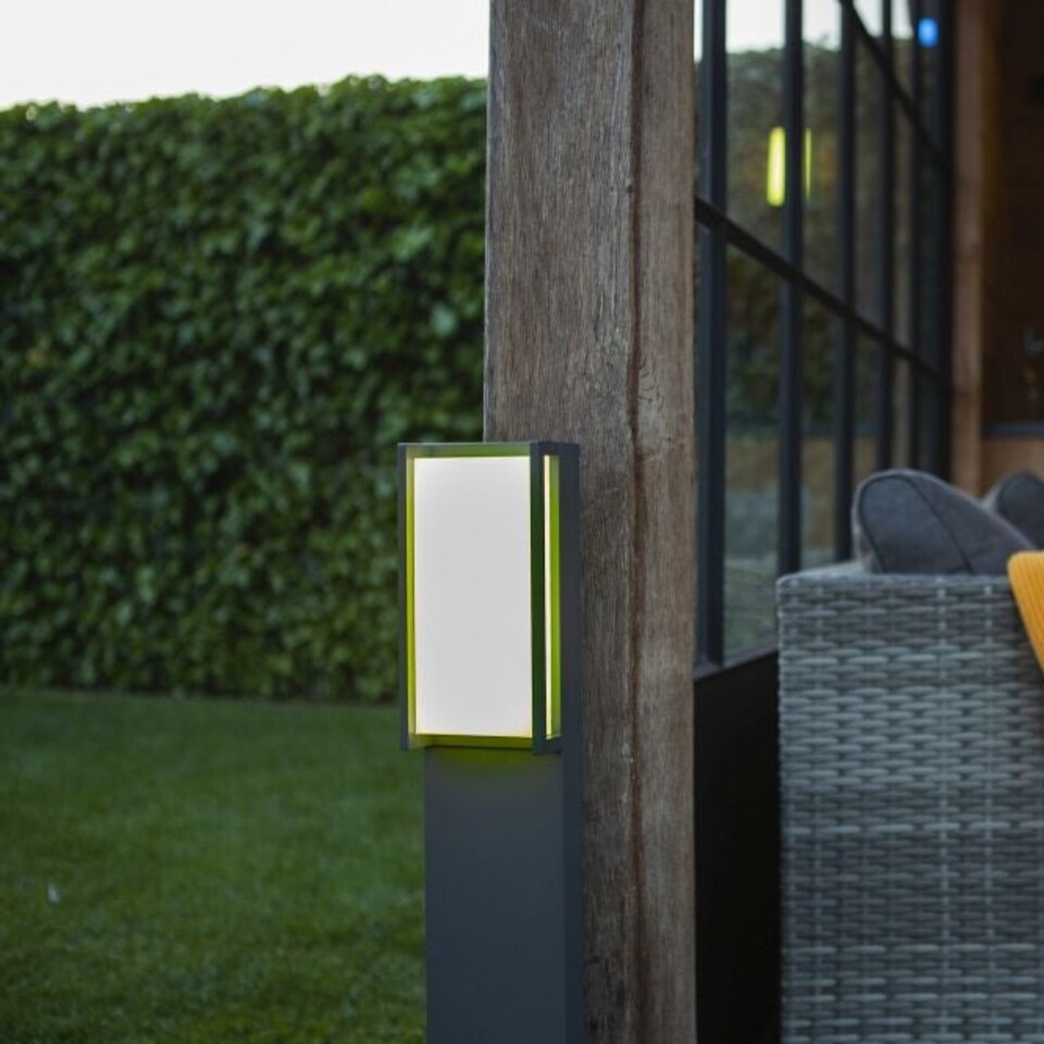 image 1 of CGC MARLA Dark Grey RGB Rectangular LED Post Light | Grey | Dark Grey | Height: 75 cm, Width: 11 cm, Depth: 9.3 cm