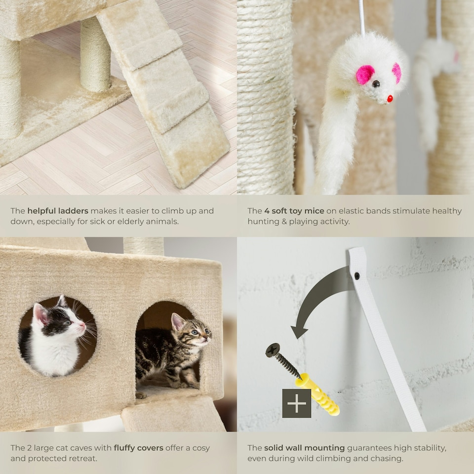 image 1 of Cat Tree Knuti - 186 cm, sisal cat scratching post - Beige