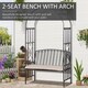 image 4 of Outsunny Garden Metal Arch Bench, Outdoor Furniture Chair with Cushion Outdoor Patio Rose Trellis Arbour Pergola, for Climbing Plant 114L x 60W x 206H cm