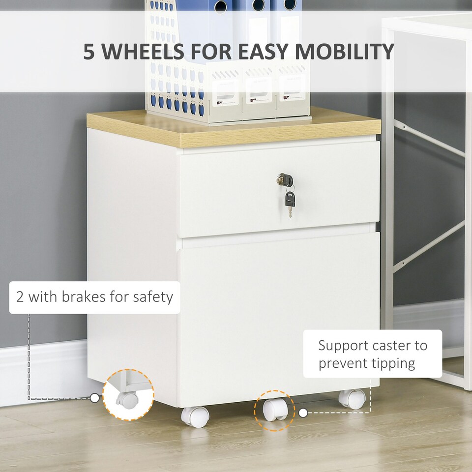 image 1 of Vinsetto Mobile Filing Cabinet Lockable File Cabinet Legal Size W/ Drawers White