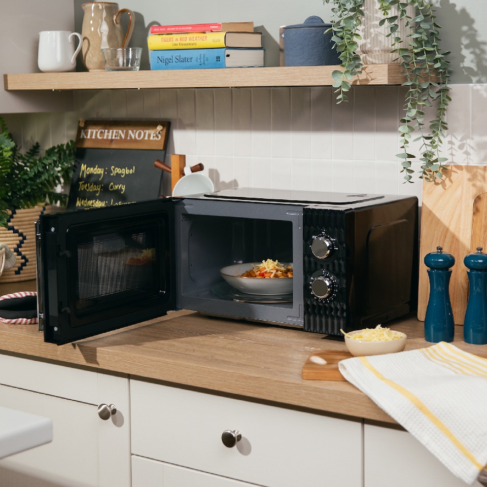 image 1 of Russell Hobbs Honeycomb Bundle Set with Kettle, 4 Slice Toaster, and Microwave Black HCBNDL4B