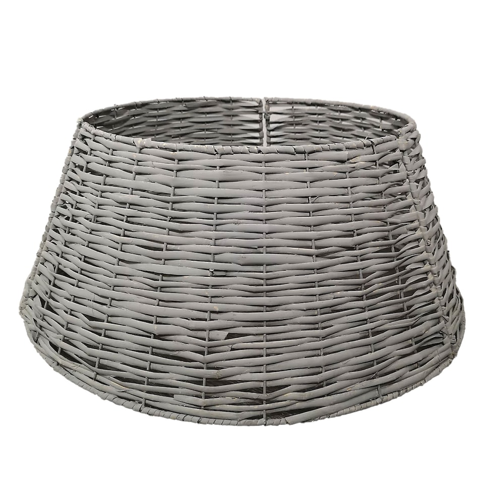 image 1 of Neo Grey Willow Christmas Tree Skirt Natural Rustic Handwoven Half Split Willow Base Cover Hider Collar