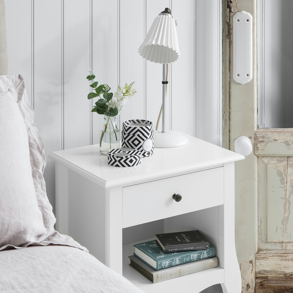 image 1 of Camille Bedside Table 1 Drawer in Classic White