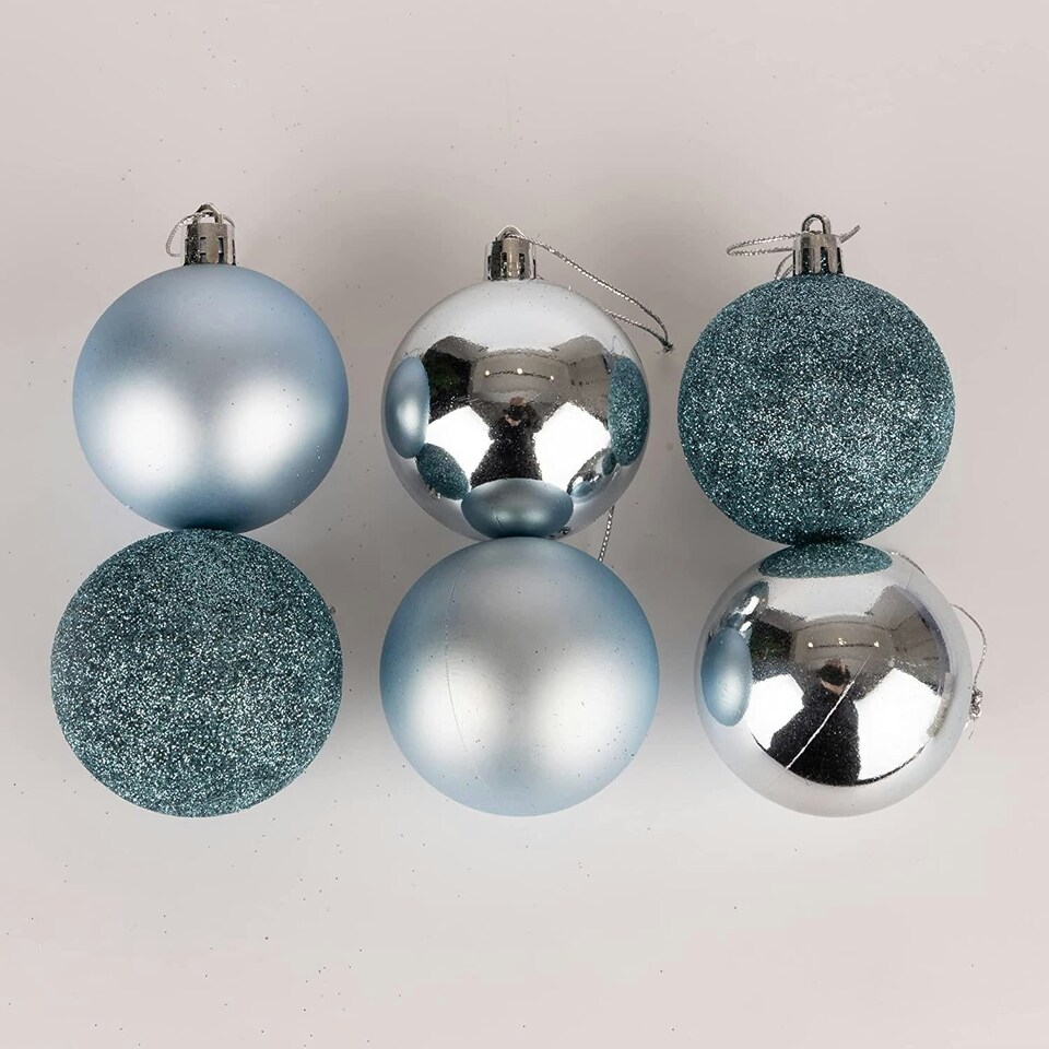 image 1 of Set of 9 Light Blue 5cm Baubles (PVC)