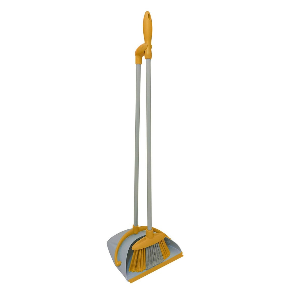 image 1 of Charles Bentley Brights Indoor Long Handled Lobby Dustpan & Brush Set - Yellow