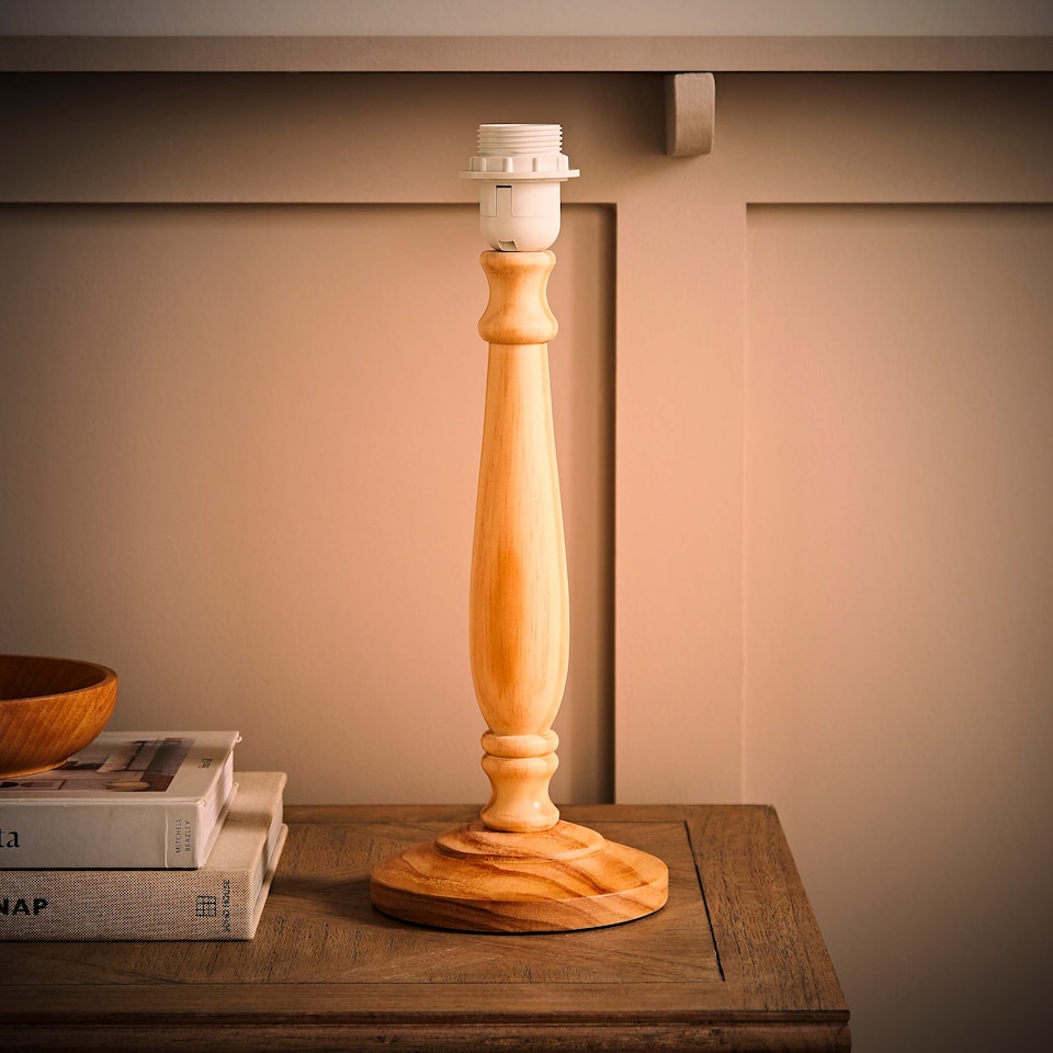 image 1 of ValueLights Victoria Light Wood Traditional Stem Table Lamp Base | Brown