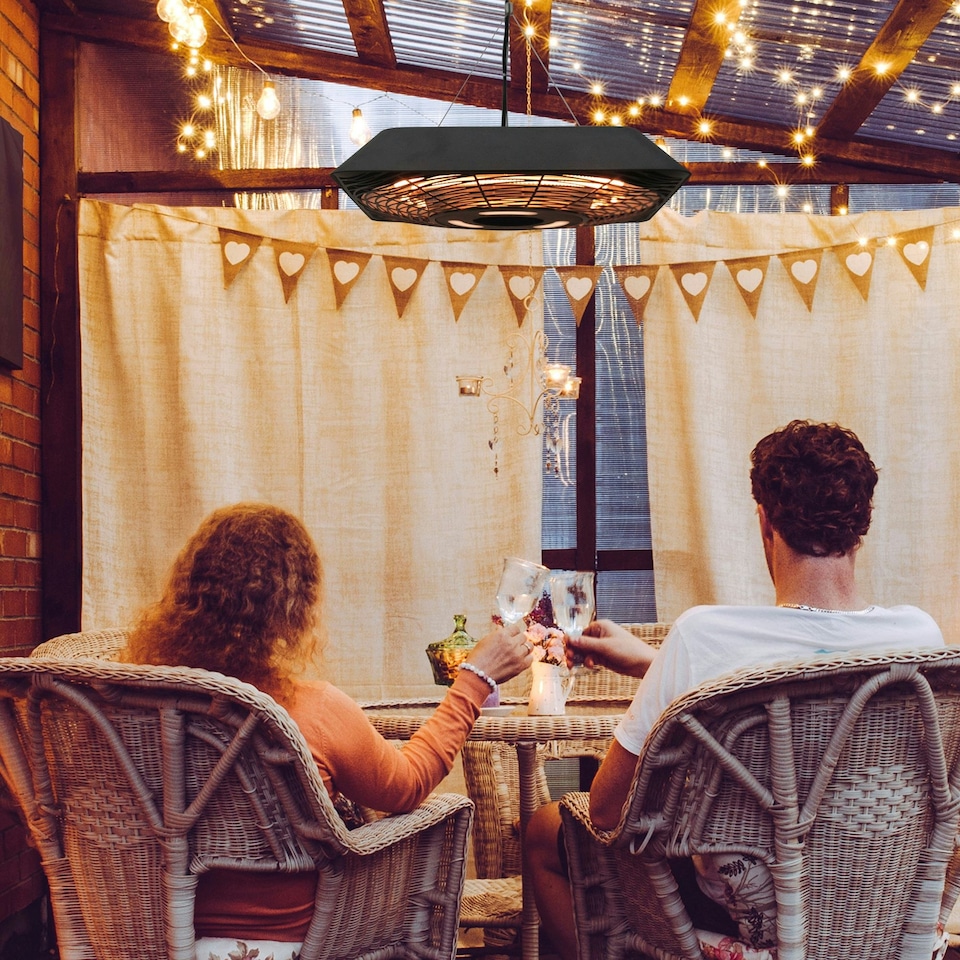 image 1 of Outsunny 2000W Patio Electric Hanging Ceiling Heater Halogen Remote Aluminium