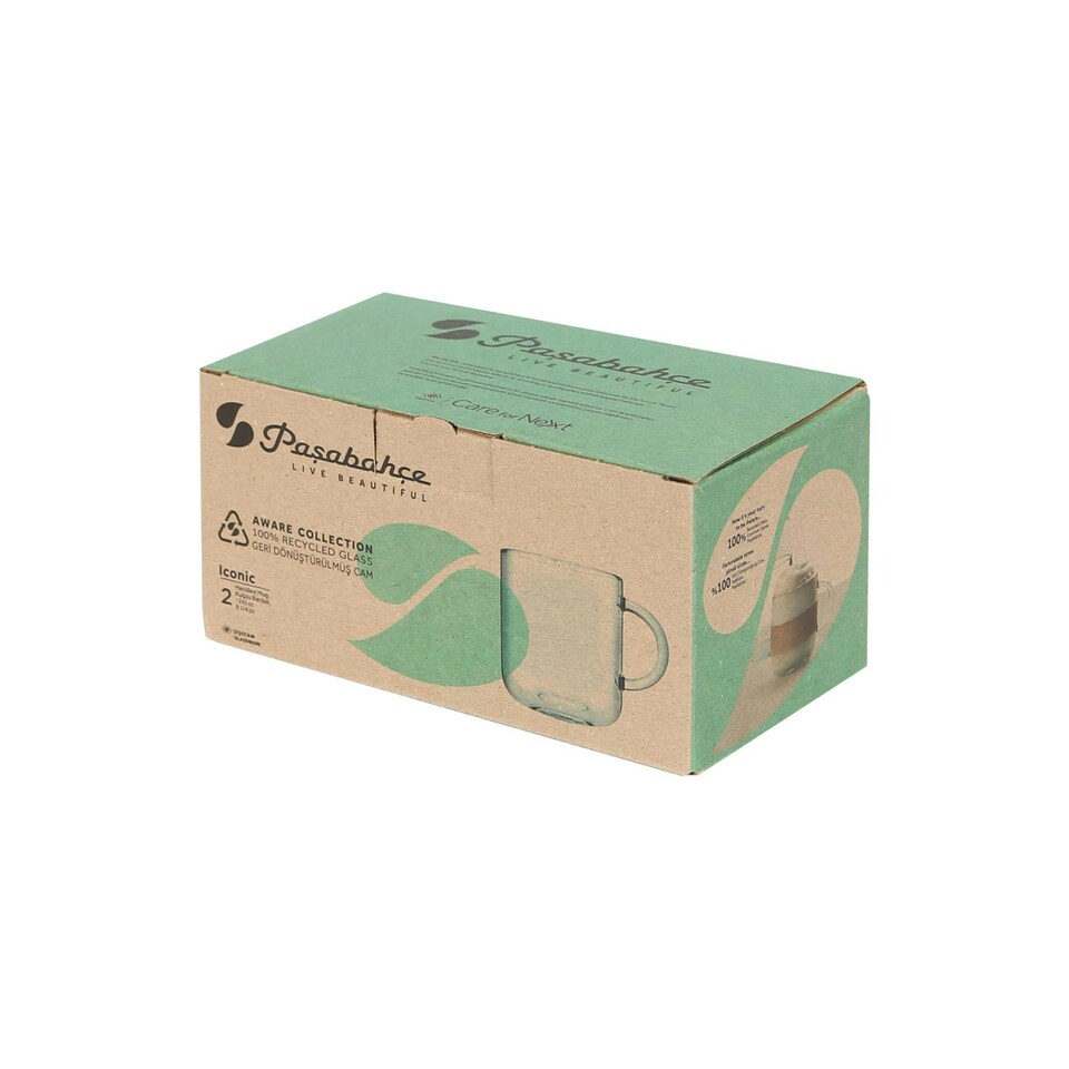 image 1 of Pasabahce Aware Iconic Recycled Glass Mugs - 245ml - Green - Pack of 4