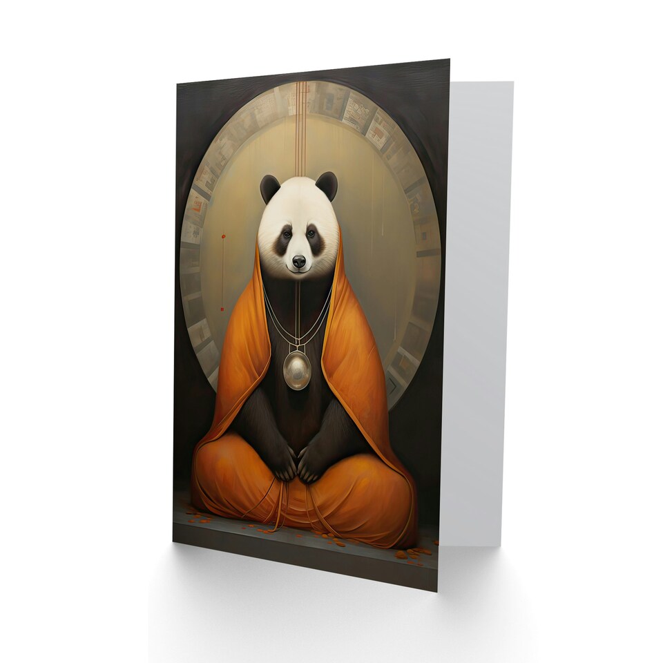 image 1 of Yoga Yogi Meditation Peace Calm Relax Panda Birthday Card