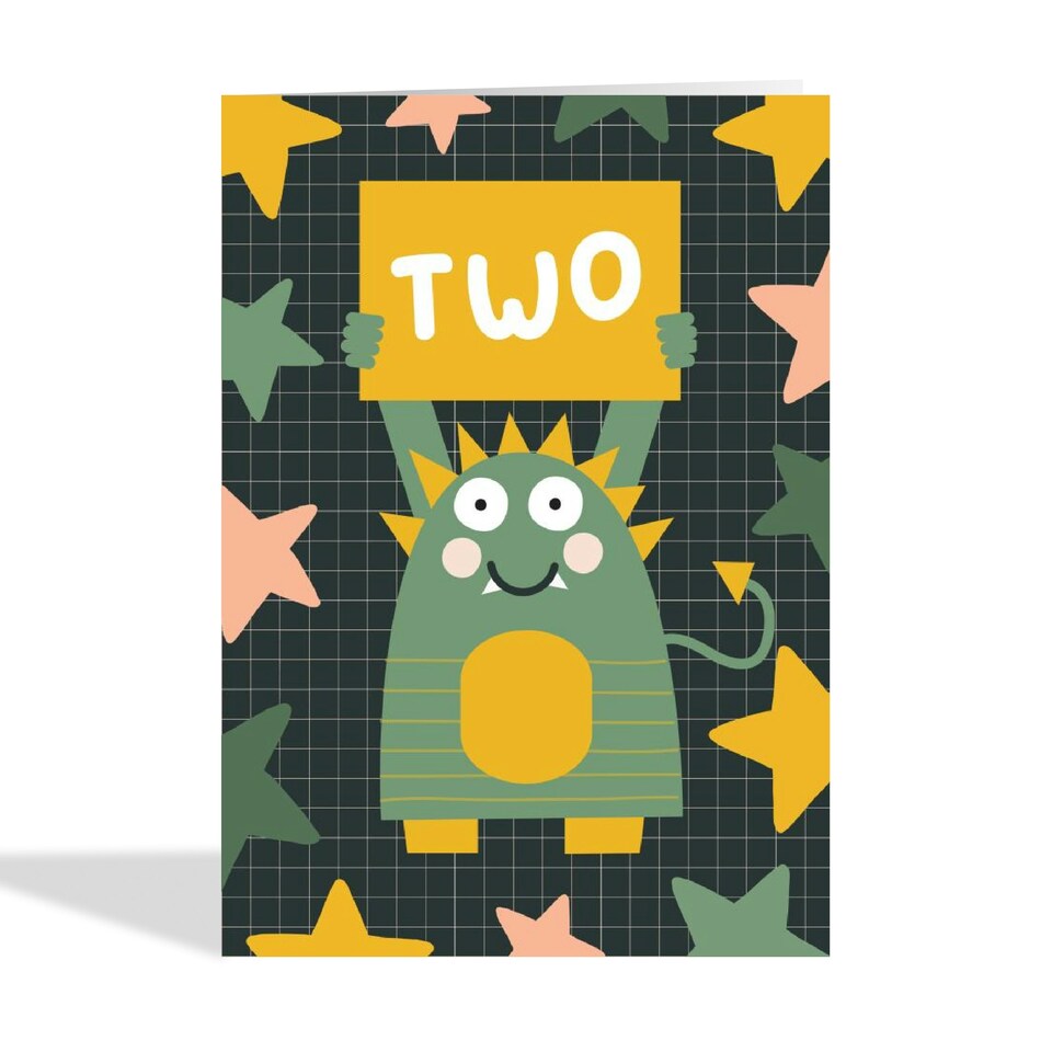 image 1 of Cute Monster 2nd Birthday Card