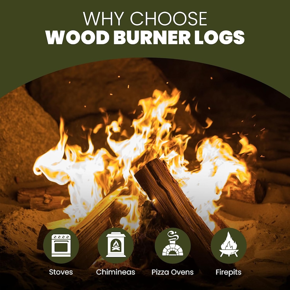 image 1 of Green Olive Kiln Dried Logs (6kg or 27Litre) for Wood Burners, Log Burner Stoves, Camping Fire Pit and Stoves, Low Moisture, Long-Lasting, High Heat, UK Firewood | Brown | 6 | 1