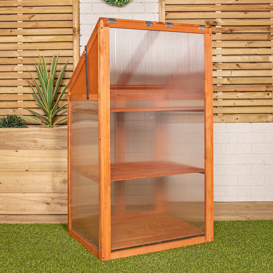 image 1 of Samuel Alexander Wooden Mini Greenhouse Cold Frame - Small Greenhouse H120 x W69 x D49cm