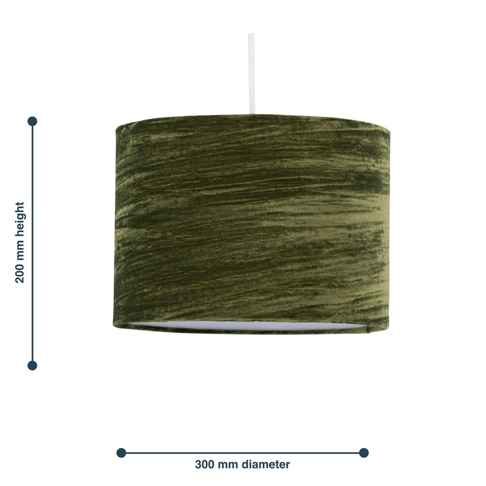 image 1 of Green Crushed Velvet 30cm Pendant Lightshade Green