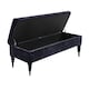 image 2 of 150cm Safar Plain Ottoman Storage Bench -Upholstered Shoes Bench with Black Turned Wooden Legs - Charcoal Naple Ottoman Bench