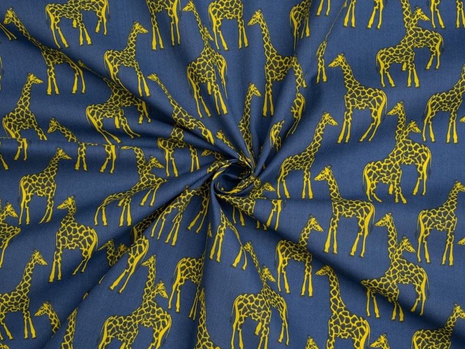 Blue Printed Polycotton Fabric for Dressmaking, 112.5cm / 44" Wide - per metre