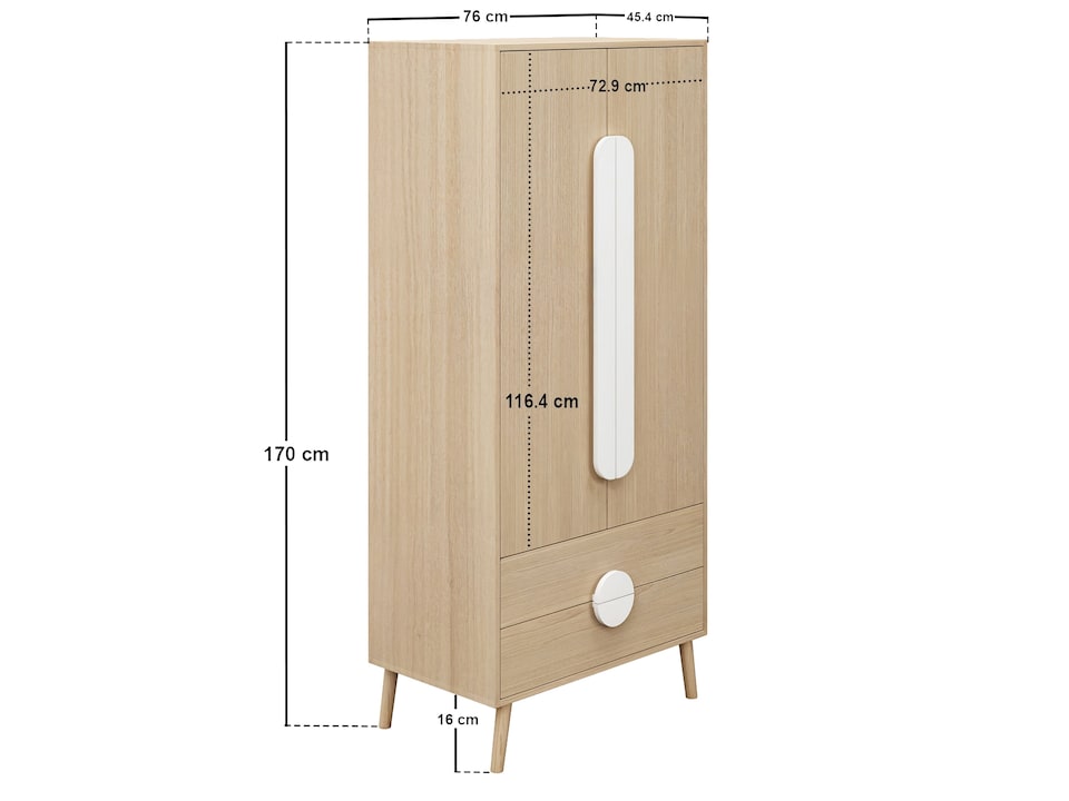 image 1 of Flair Noah 2 Door Wardrobe with 2 Drawers Oak & White