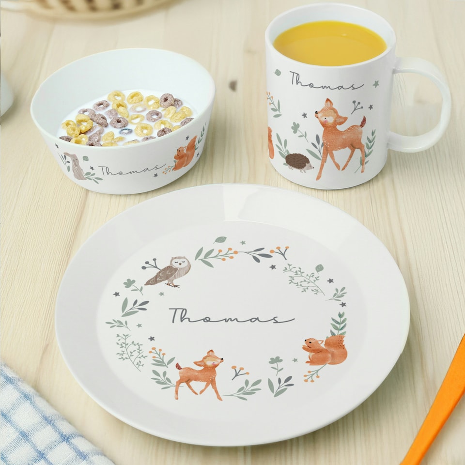 image 1 of Personalised Woodland Animals Breakfast Set