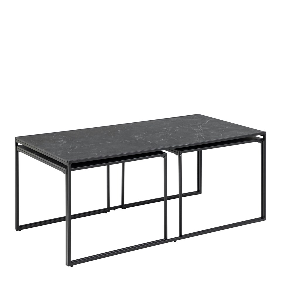 image 1 of Infinity Square/Coffee Table Setin Matt Black Set of 3