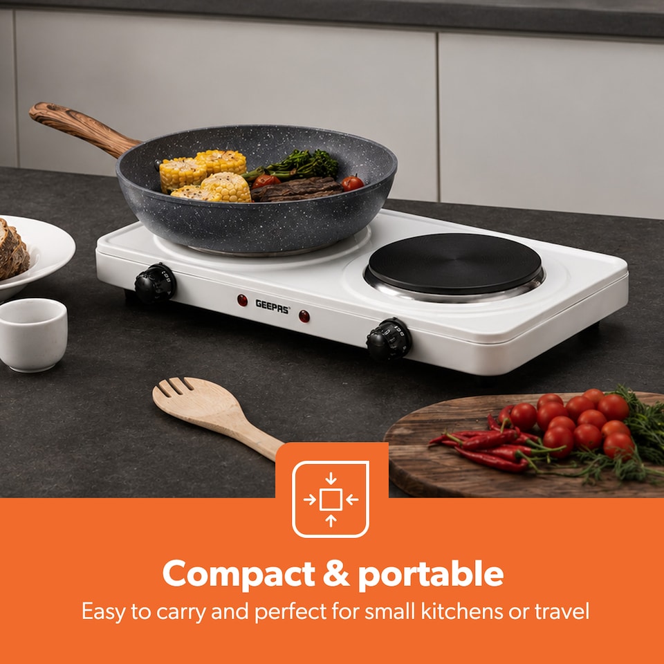 image 1 of GEEPAS 2000W Double Hot Plate, White