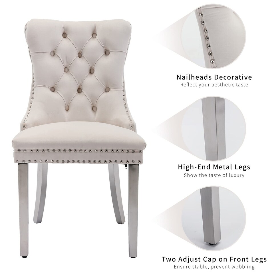 image 1 of Winchester Set of 6 Velvet Dining Chairs with Metal Legs
