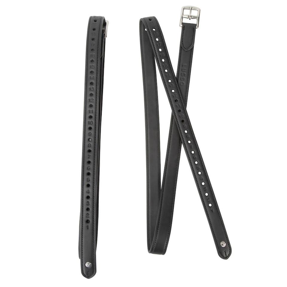 image 1 of Velociti Lusso Logo Horse Stirrup Leathers | Black | Black | 48in x 0.75in | 1