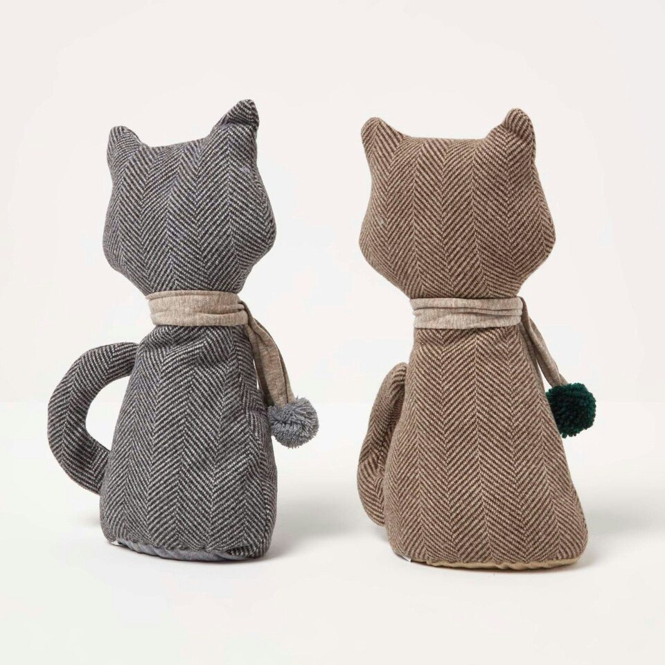 image 1 of Homescapes Cat Door Stop - Set of 2 - Animal Door Stops