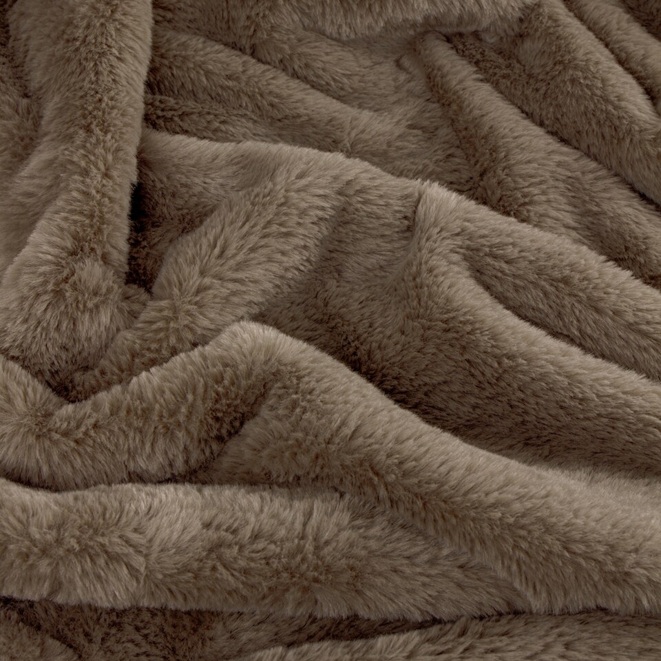 image 1 of Furn Kallu Double-Sided Faux-Fur Throw | Red | Berry | 1