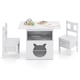image 1 of COSTWAY Kids Table and Chairs Set with Cat House White