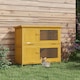 image 7 of PawHut Rabbit Hutch, Double Decker Cage w/ Roof, Divider, Ramp, Yellow