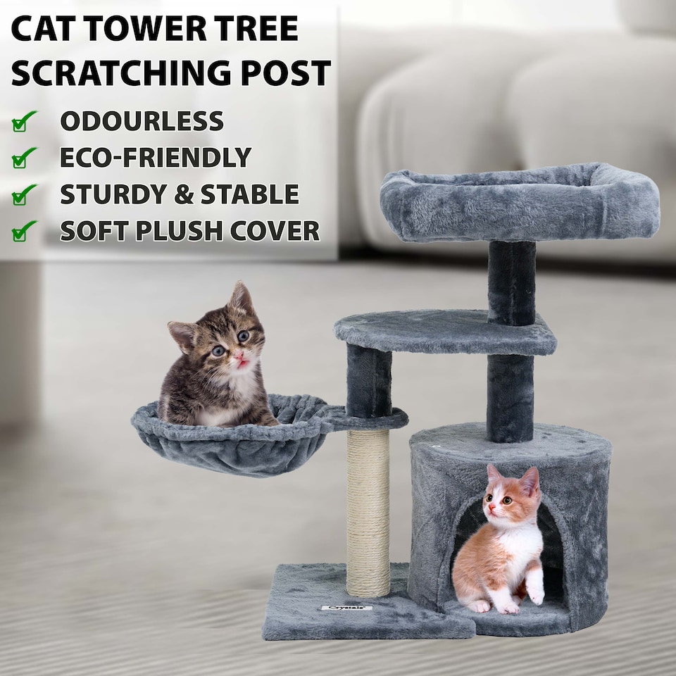 image 1 of Cat Tree Scratching Post Large Multilevel Climbing Tower Activity Centre, Grey
