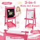 image 6 of COSTWAY Foldable Easel Kids 3-in-1 Double-sided Art Easel w/Chalkboard-Pink